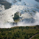Aerial view of Victoria Falls at Sussi & Chuma Lodge, Zambia.