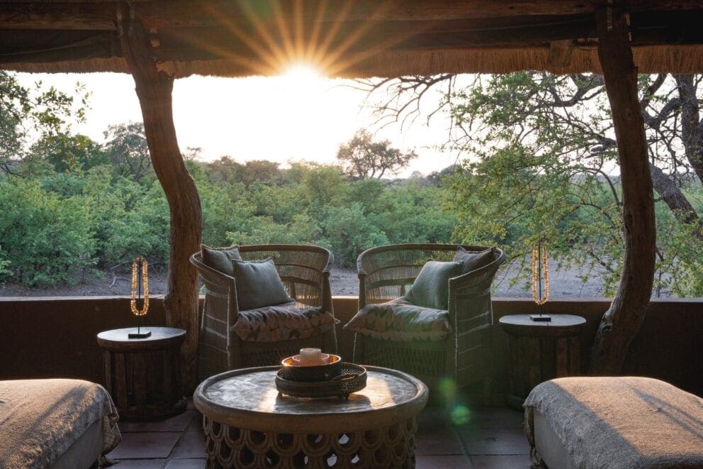Seating area with sunset | Photo credit: Mashatu Lodge