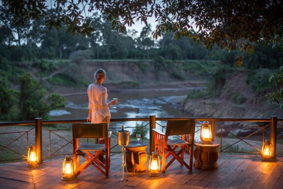 Night time views on the deck at Governors' Camp in Kenya. Photo Credit: Governors' Camp