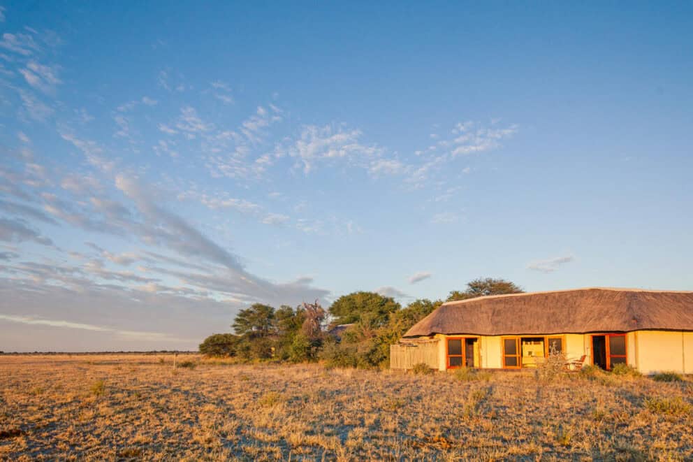 Exterior view of Nxai Pan Camp in Makgadikgadi Pans