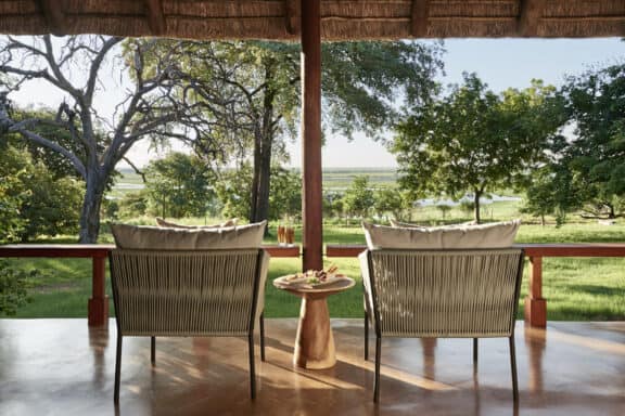View of the bush from the veranda, at Chobe Chilwero Lodge
