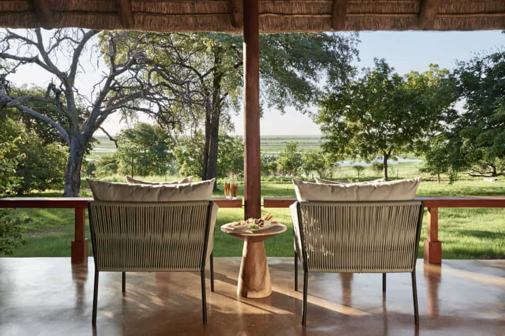 View of the bush from the veranda, at Chobe Chilwero Lodge