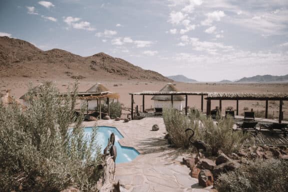 Pool area at Desert Homestead Lodge, Namibia | Photo credit: Desert Homestead Lodge