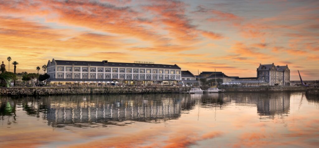 Sunset view of Victoria & Alfred Hotel, South Africa.
