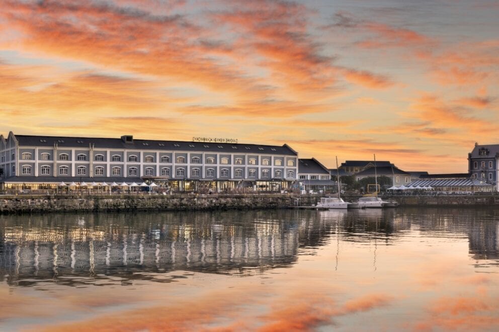 Exterior view of Hotel with sunset | Photo credit: V&A Hotel