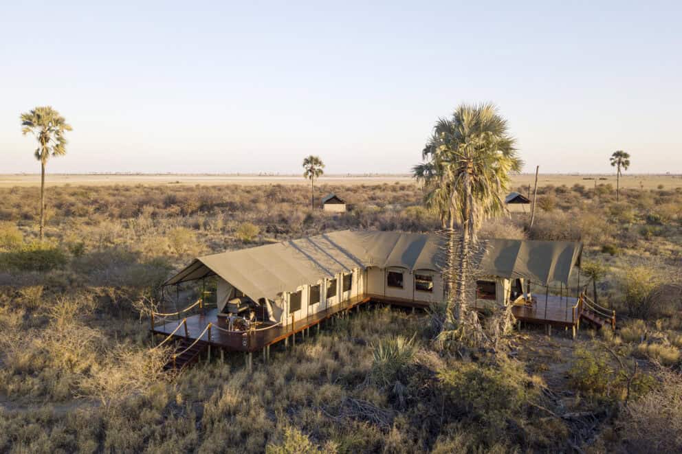 Camp Kalahari in Makgadigadi Pans National Park, Botswana.