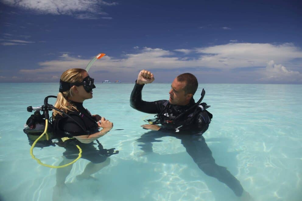Diving off Mnemba Island in Zanzibar.