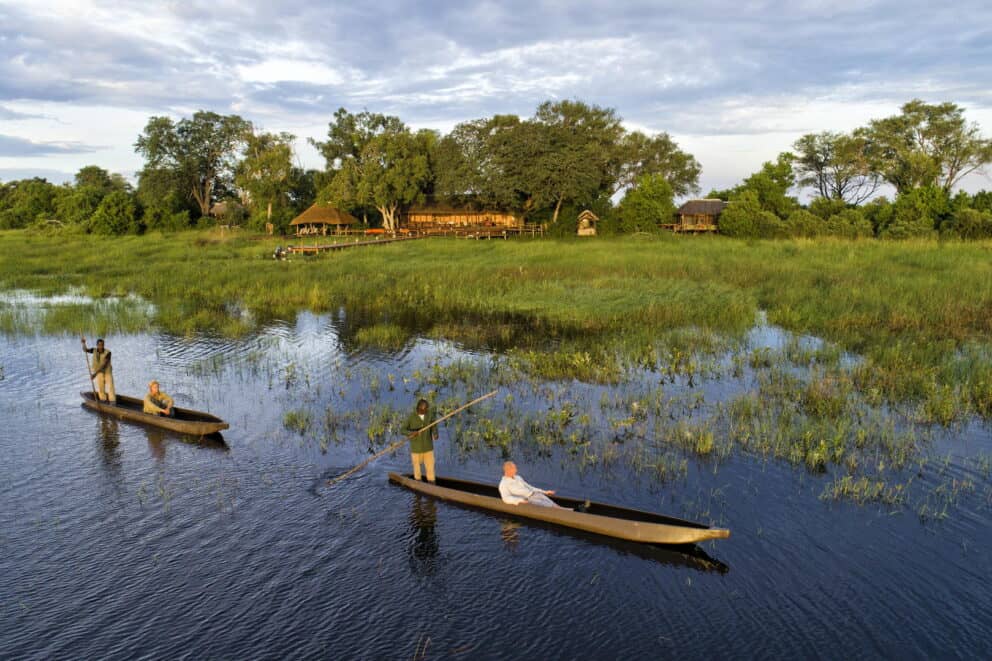 Two mokoro canoes in the Okavango Delta, Botswana