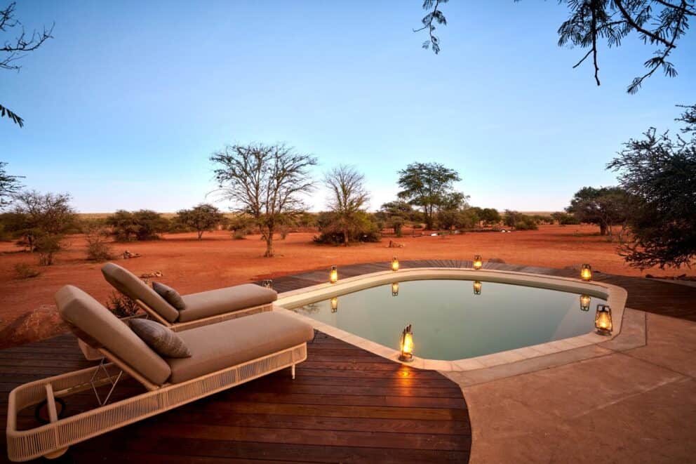 View of the Kalahari landscape from The Motse lodge