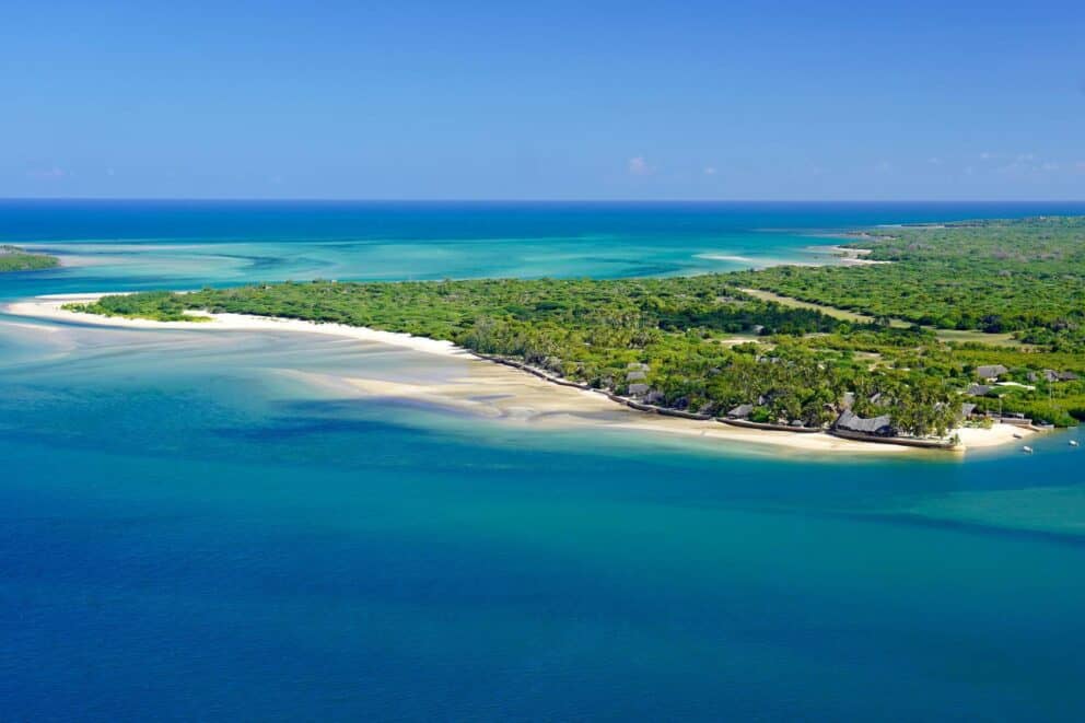 Aerial view of Manda Island, Kenya.