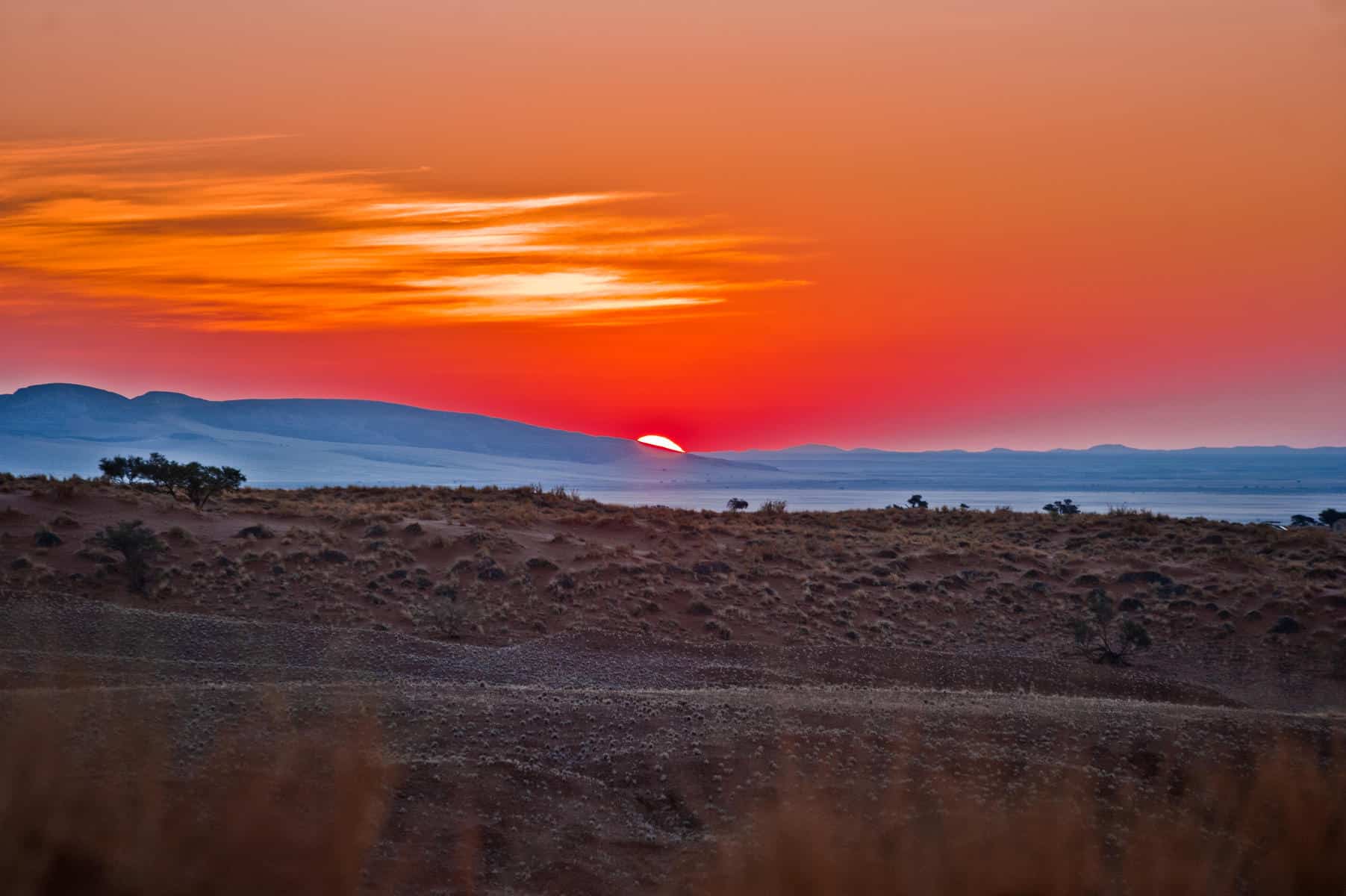 Sunset in the Namib Desert | Photo credits: Namib Desert Lodge Gondwana Collection Namibia