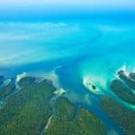 Aerial view of the Quirimbas Archipelago in Mozambique, as seen on an African beach holiday