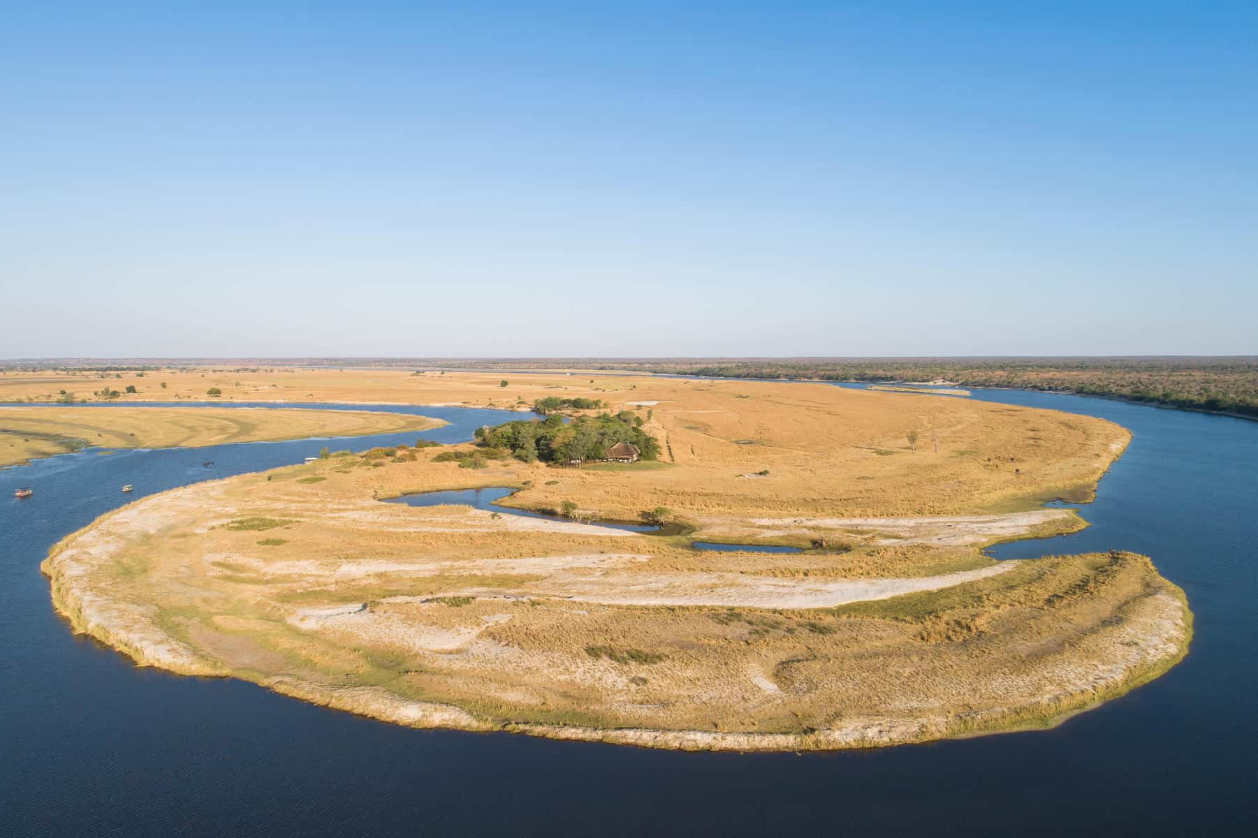 Aerial view of Chobe Savanna Lodge in the Zambezi Region.
