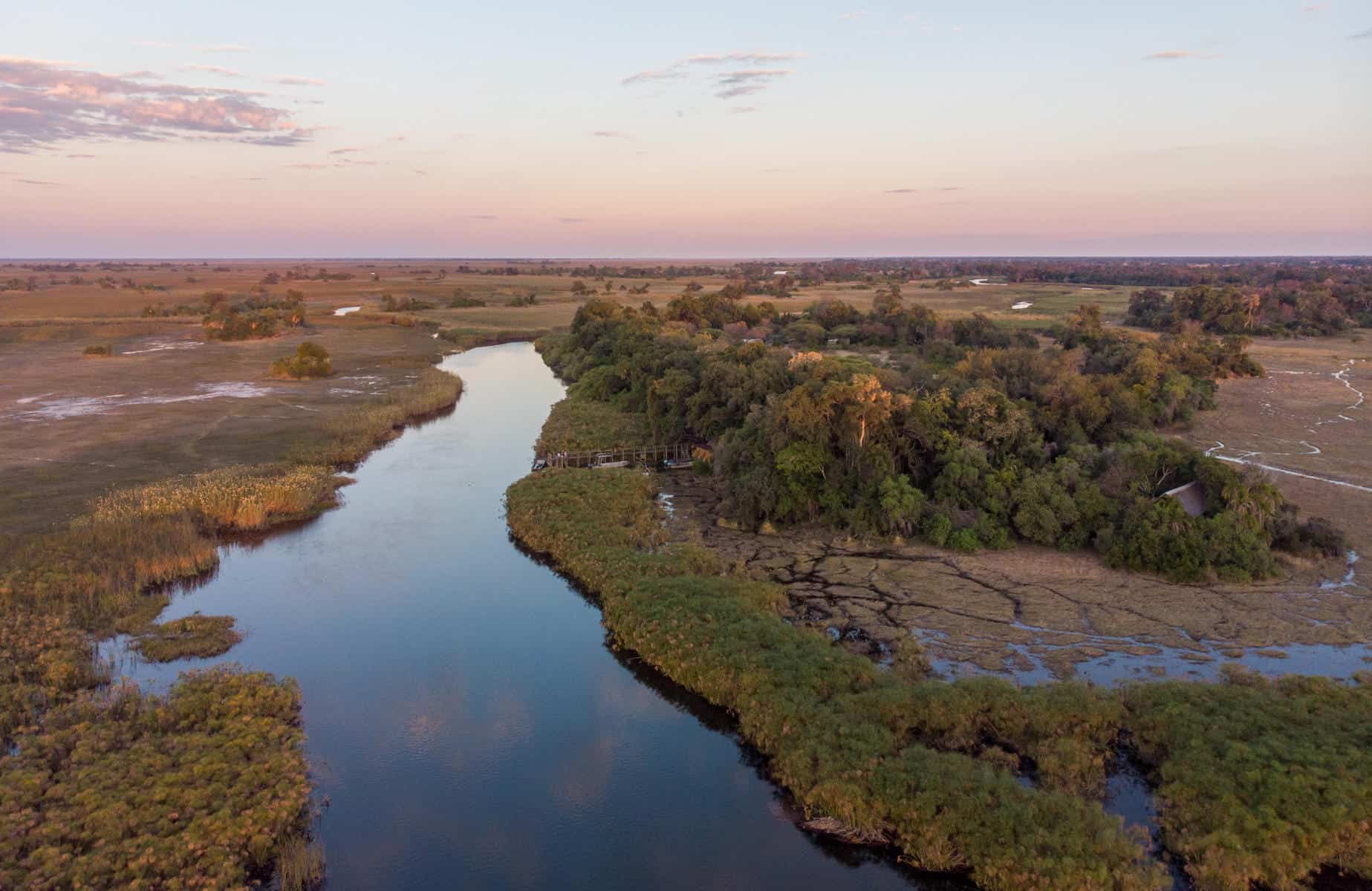 Aerial view of the Okavango Panhandle Landscape