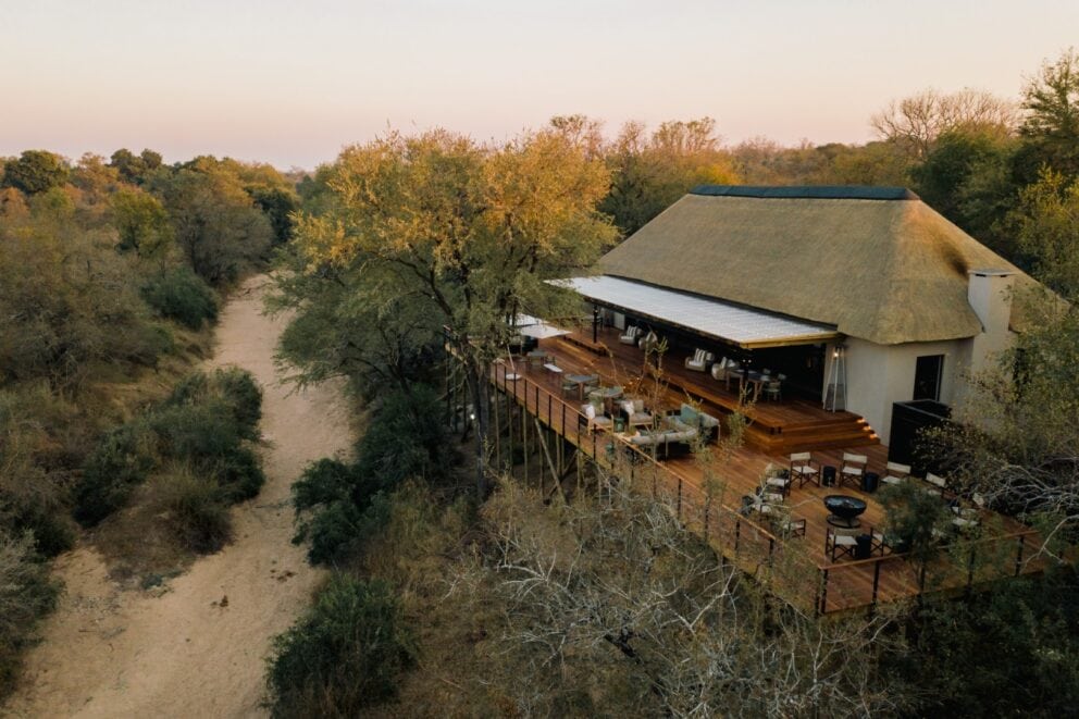 Aerial view of Simbambili Game Lodge, Sabi Sand Private Game Reserve.