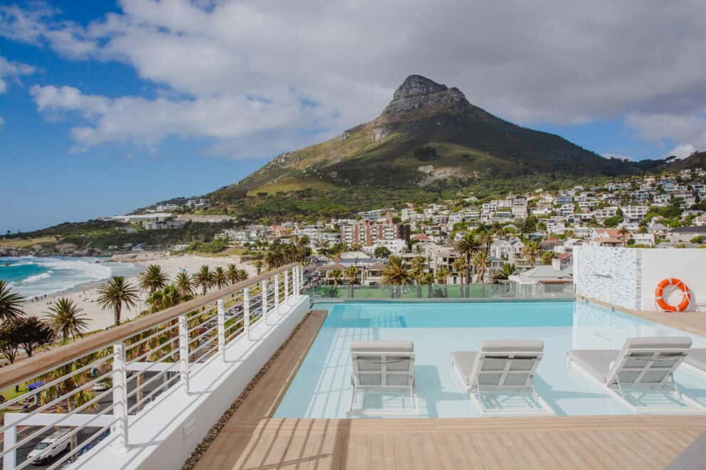 Mountain view from The Marly Boutique Hotel and Spa's pool deck in Camps Bay