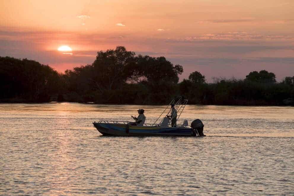 A boat ride on the Zambezi River at Thorntree River Lodge, Zambia.