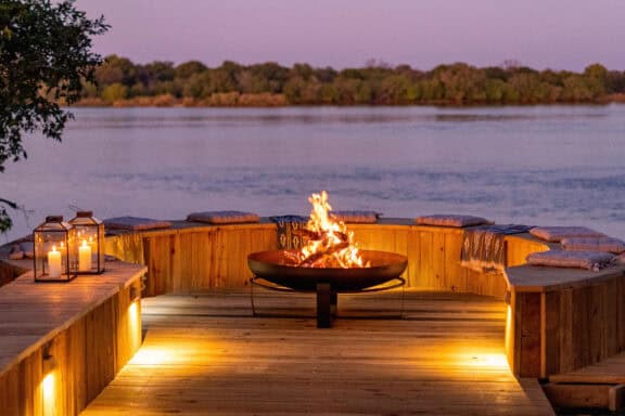 Hippo Creek Villa Fire Pit By the Zambezi River | Photo Credits - Victoria Falls River Lodge