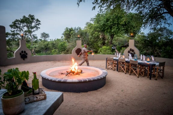 Fire pit at Kambaku Safari Lodge, South Africa. Photo: Kambaku Safari Lodge
