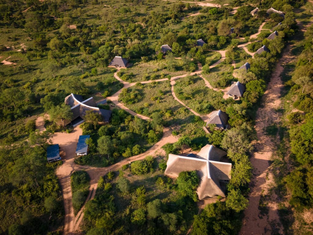 Aerial view of Kambaku River Sands, South Africa.