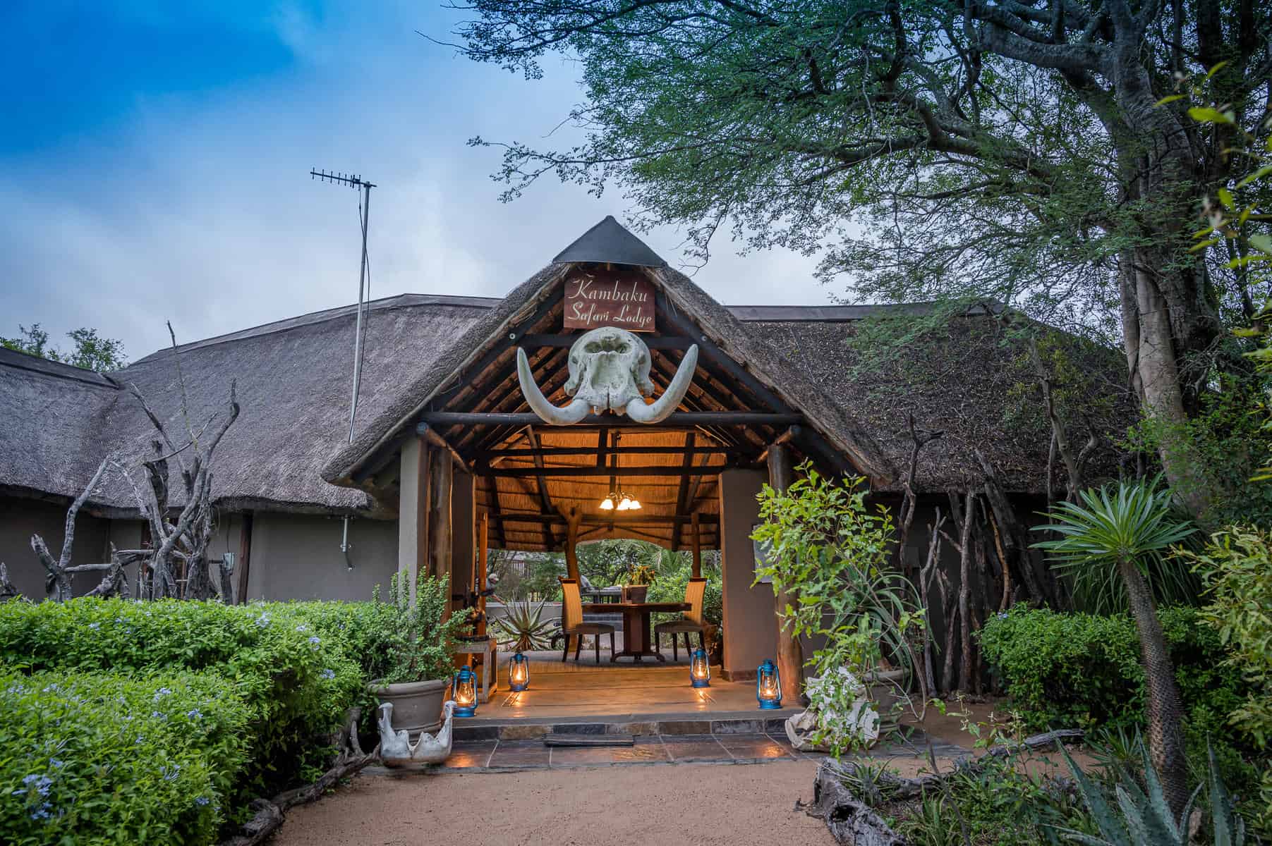 Exterior view of Kambaku Safari Lodge in Timbavati Private Nature Reserve.
