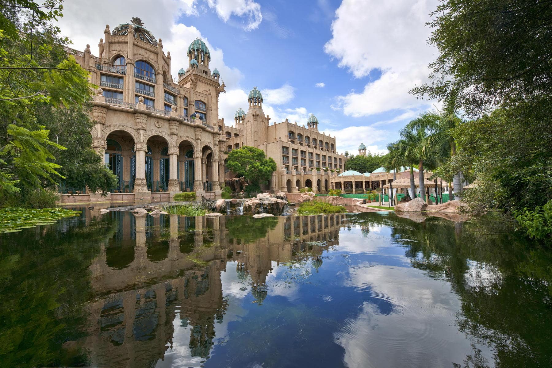 The Palace exterior hotel gardens at Sun City. Perfect for a romantic holiday in Sun City.