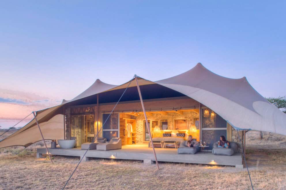 A view of a suite at Namiri Plains in the Serengeti, Tanzania.