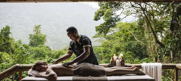 Spa experience at a lodge in Bwindi. This is a perfect experience for a Uganda honeymoon. 