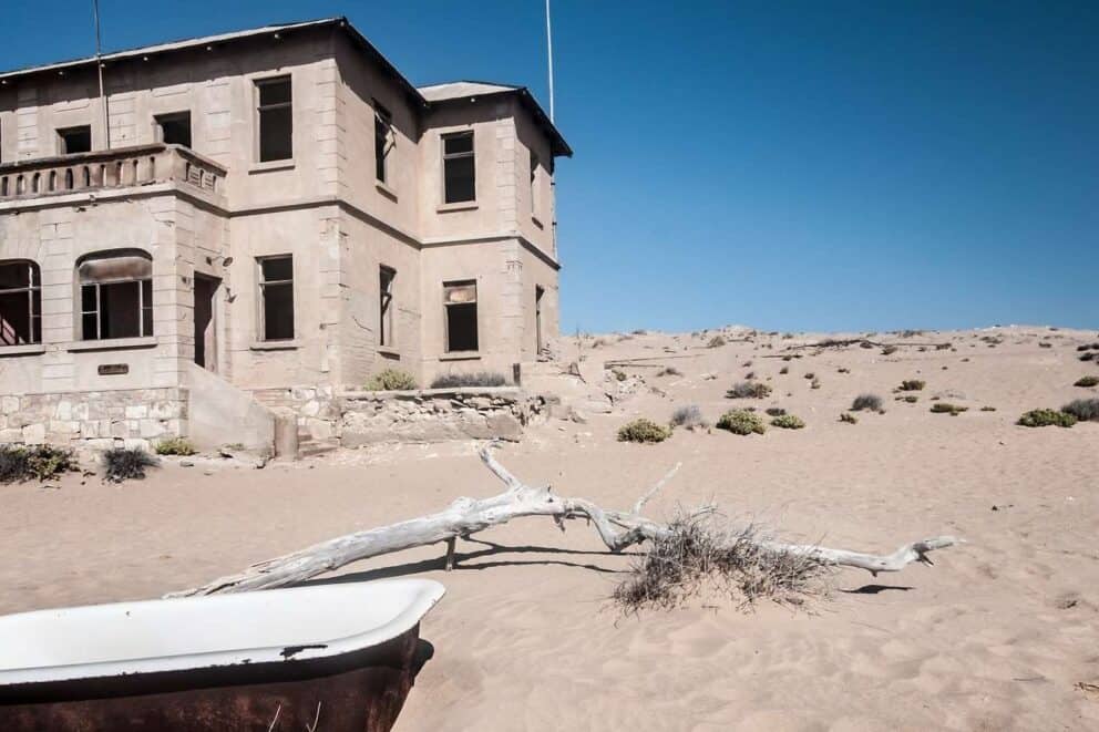 Abandoned building in Kolmanskop, Namibia.