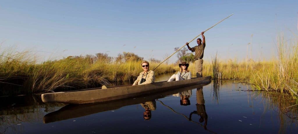 Mokoro on the water near Chief's Island, Okavango Delta