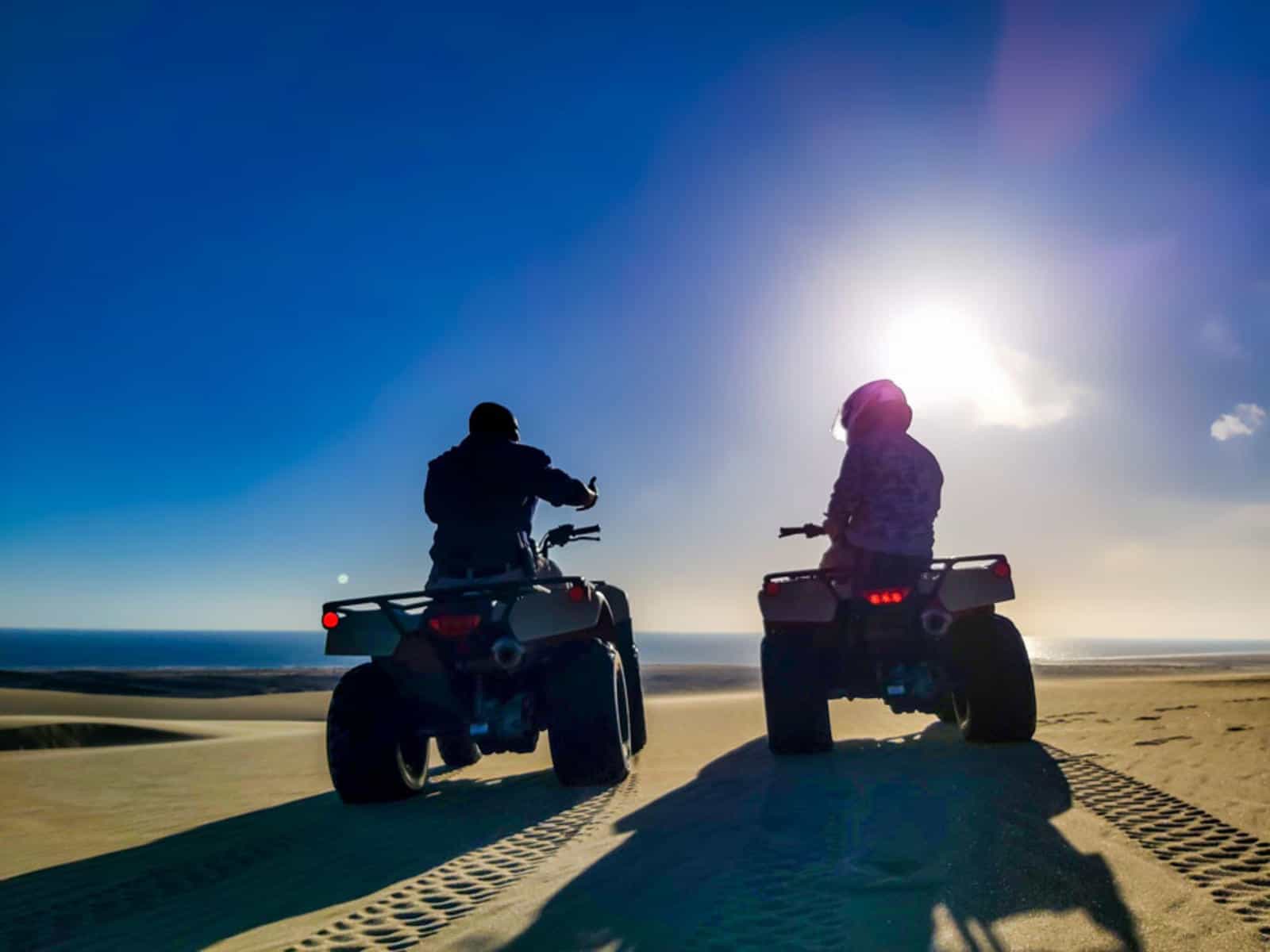 quad biking on the Skeleton Coast on a Namibia Honeymoon