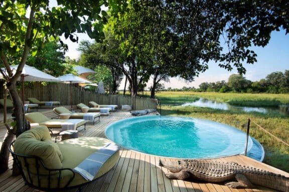 Pool area at a luxury lodge