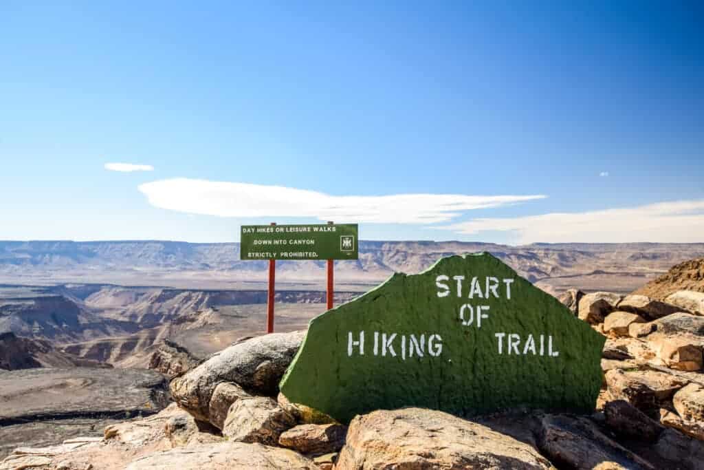 Start of the hiking trail at Fish River Canyon, Namibia. Photo: Getty Images