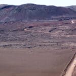 Road to Piton de la Fournaise volcani in Reunion Island.