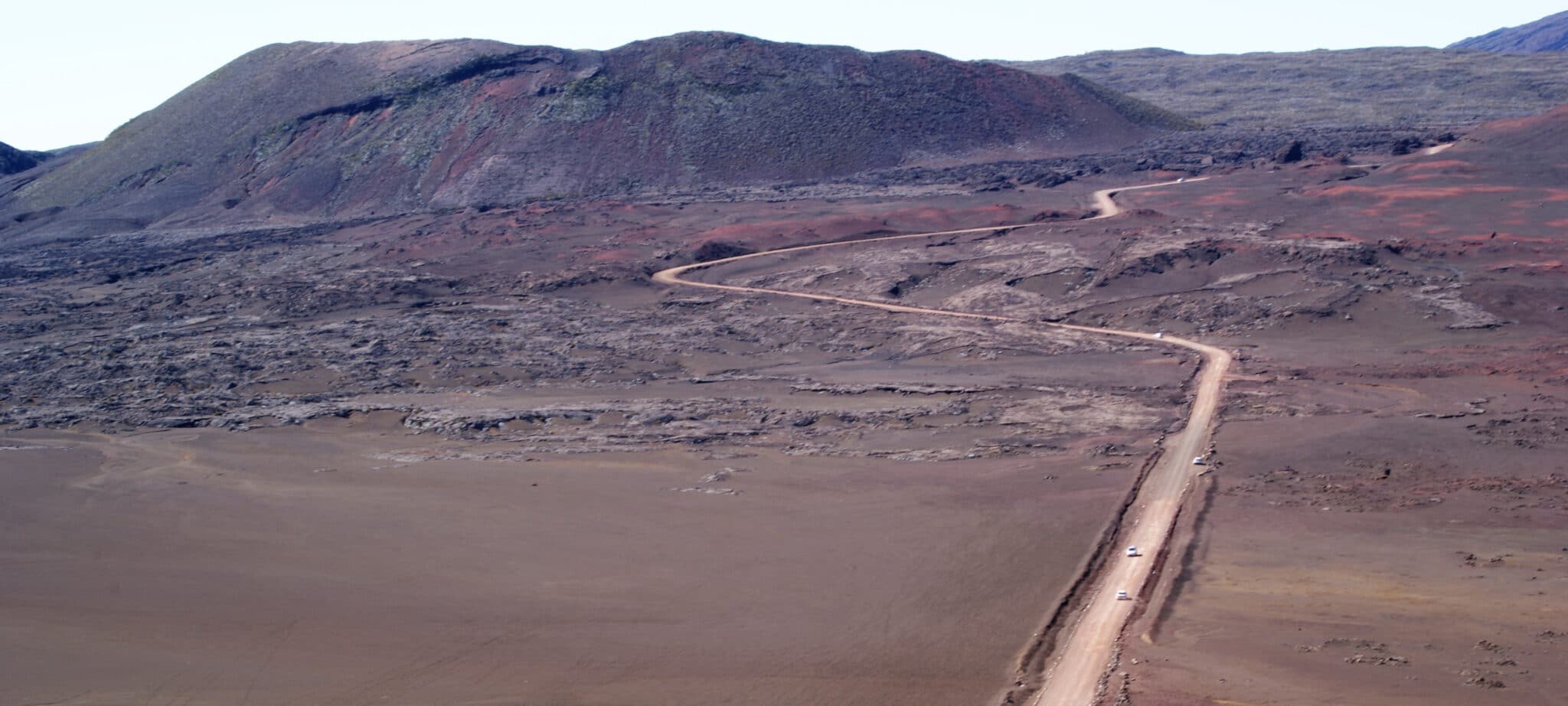 Road to Piton de la Fournaise volcani in Reunion Island.