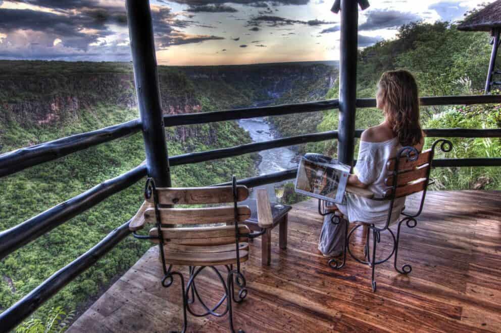 Balcony at a luxury lodge, Zimbabwe | Photo credits: Victoria Falls Safari Lodge