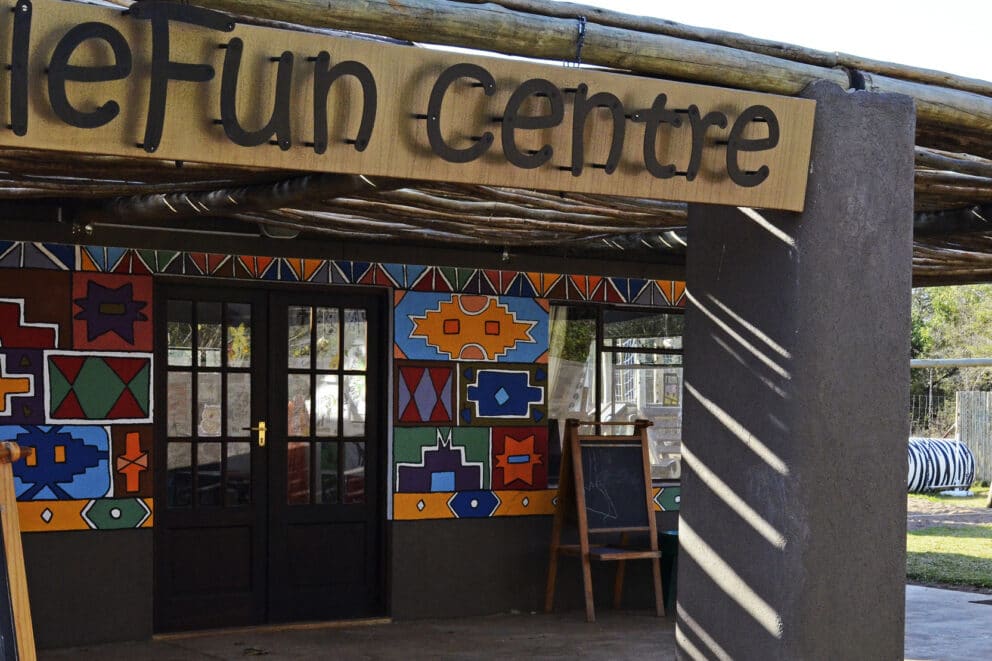 The colourful entrance to the Elefun Centre at Sabi Sabi Bush Lodge, South Africa.