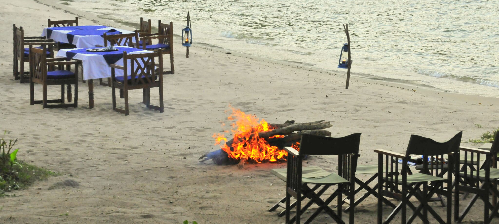 Dining on the beach at Lake Victoria
