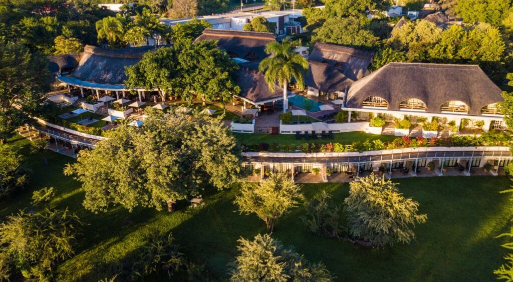Aerial view of Ilala Lodge, Zimbabwe.