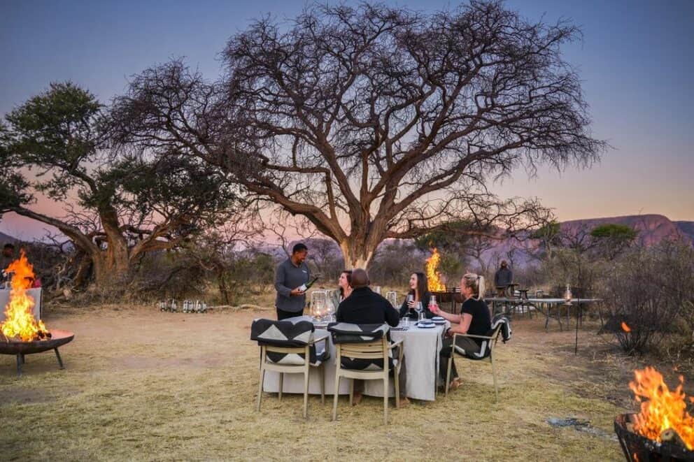 Sunset bush dinner in South Africa. Photo: Marataba