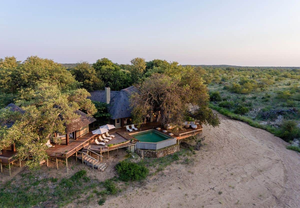 Aerial view of a lodge at Klaserie Private Nature Reserve