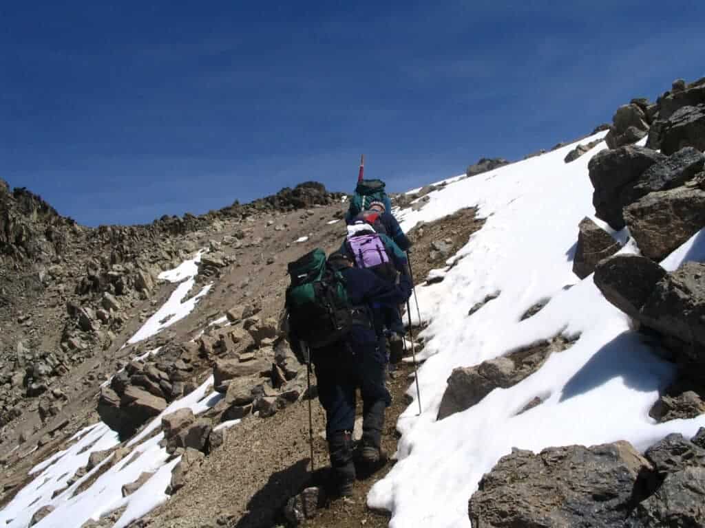 Hiking up Mount Kenya