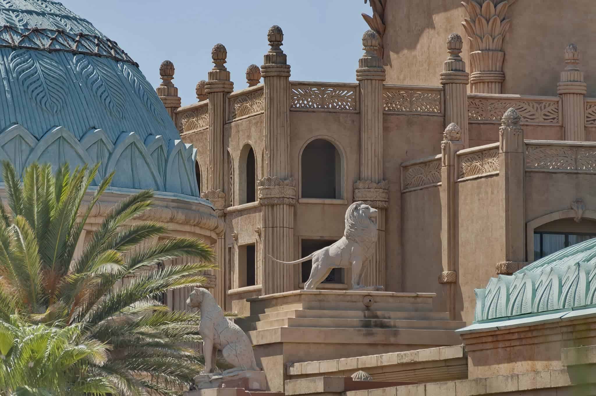 Fragment of Palace of the Lost City hotel, animal sculpture in Sun City
