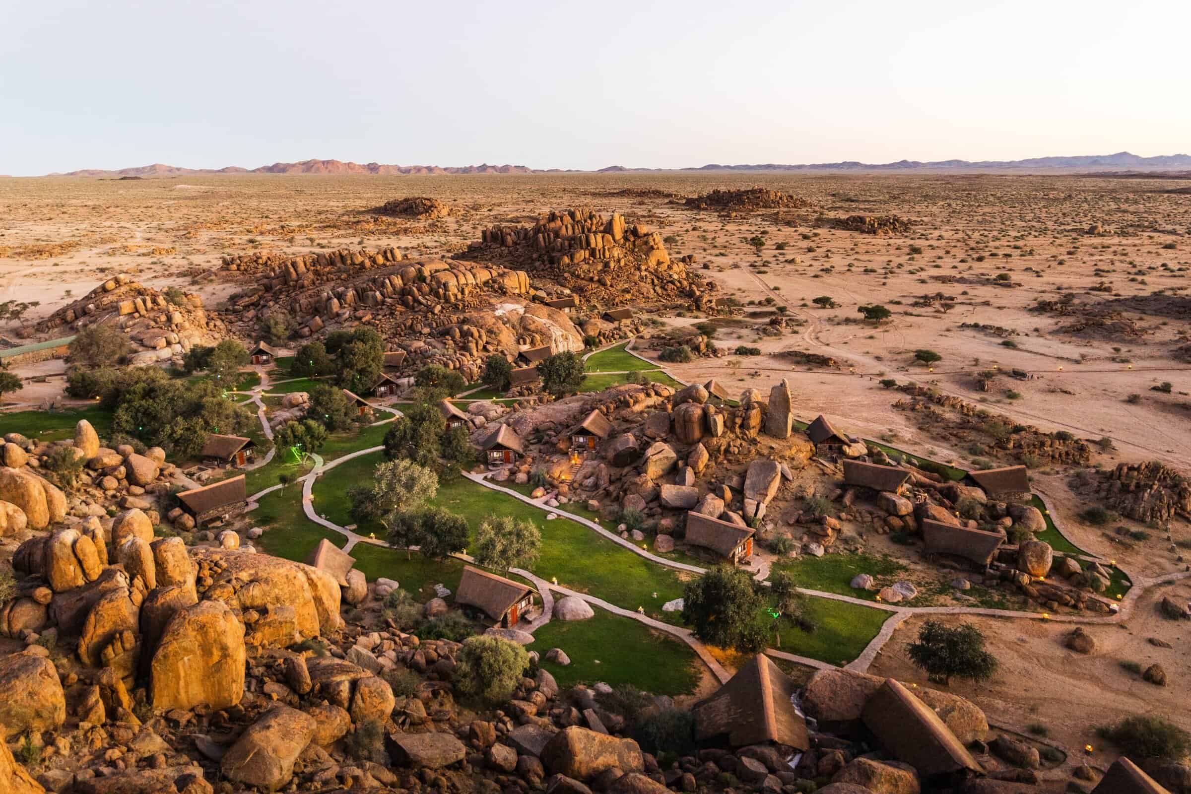 Aerial view of Canyon Lodge in Fish River Canyon, Namibia