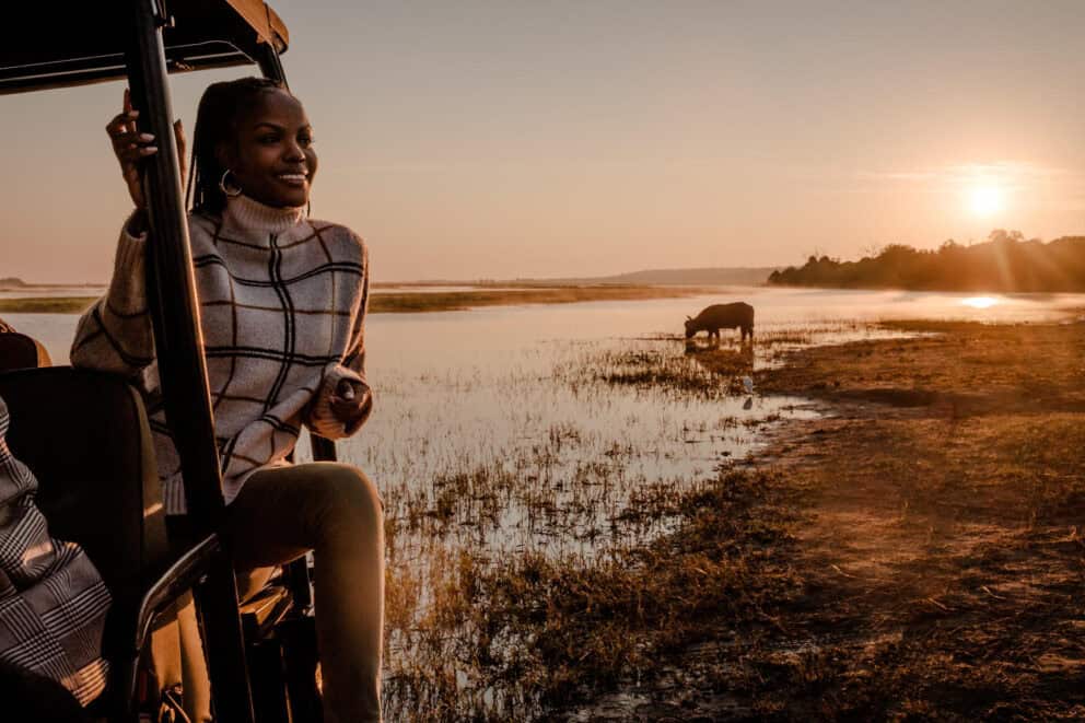 Woman on a game drive with Chobe Marina Lodge