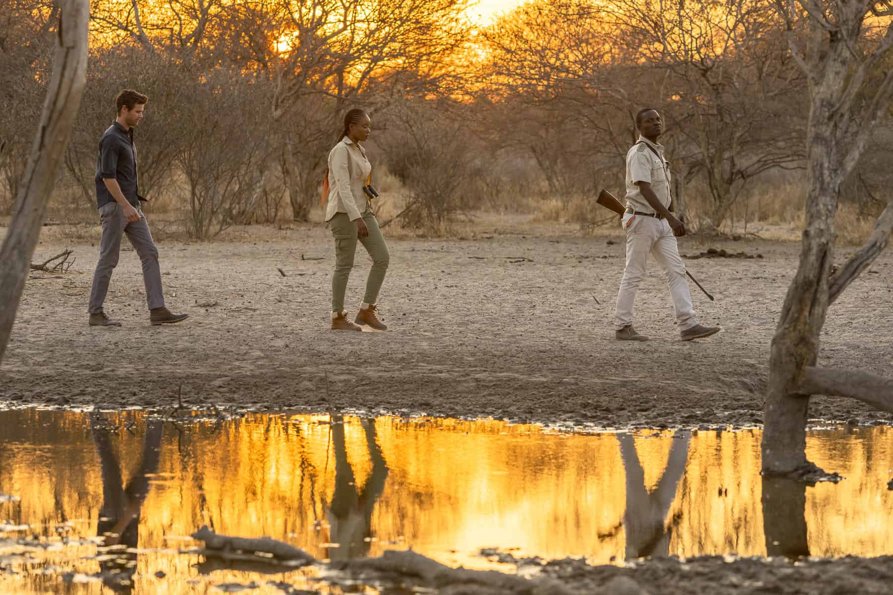 Walking safari on a Kalahari safari 