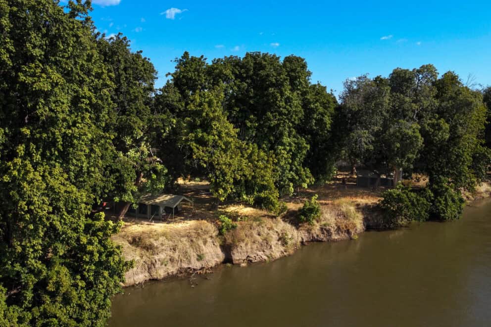 Mana River Camp - Tent on River bank, Image credit, Mana River Camp