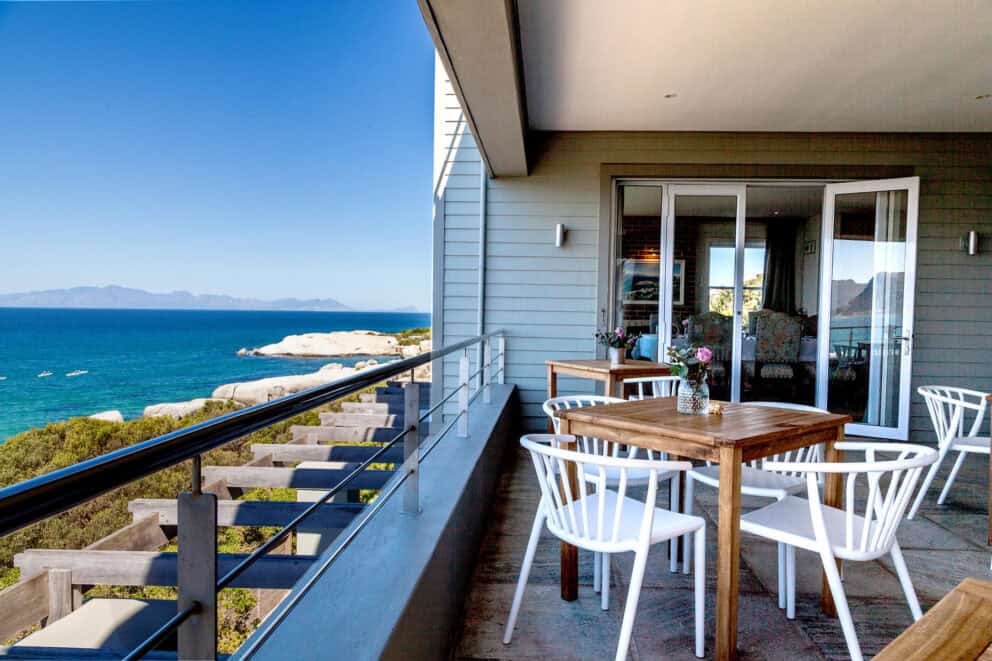 View of Boulders Beach from the balcony at Tintswalo Boulders, Simon's Town, Cape Town