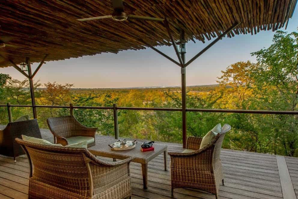 Luxury lodge viewing deck in Zimbabwe | Photo credits: The Elephant Camp