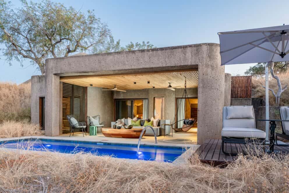 A luxury suite at the Sabi Sabi Earth Lodge in the Sabi Sand Game Reserve